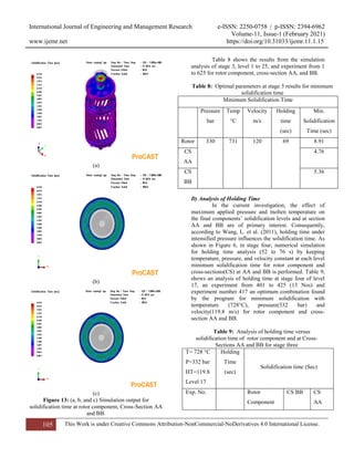 Analysis and Optimisation of High Pressure Die Casting Parameters to ...
