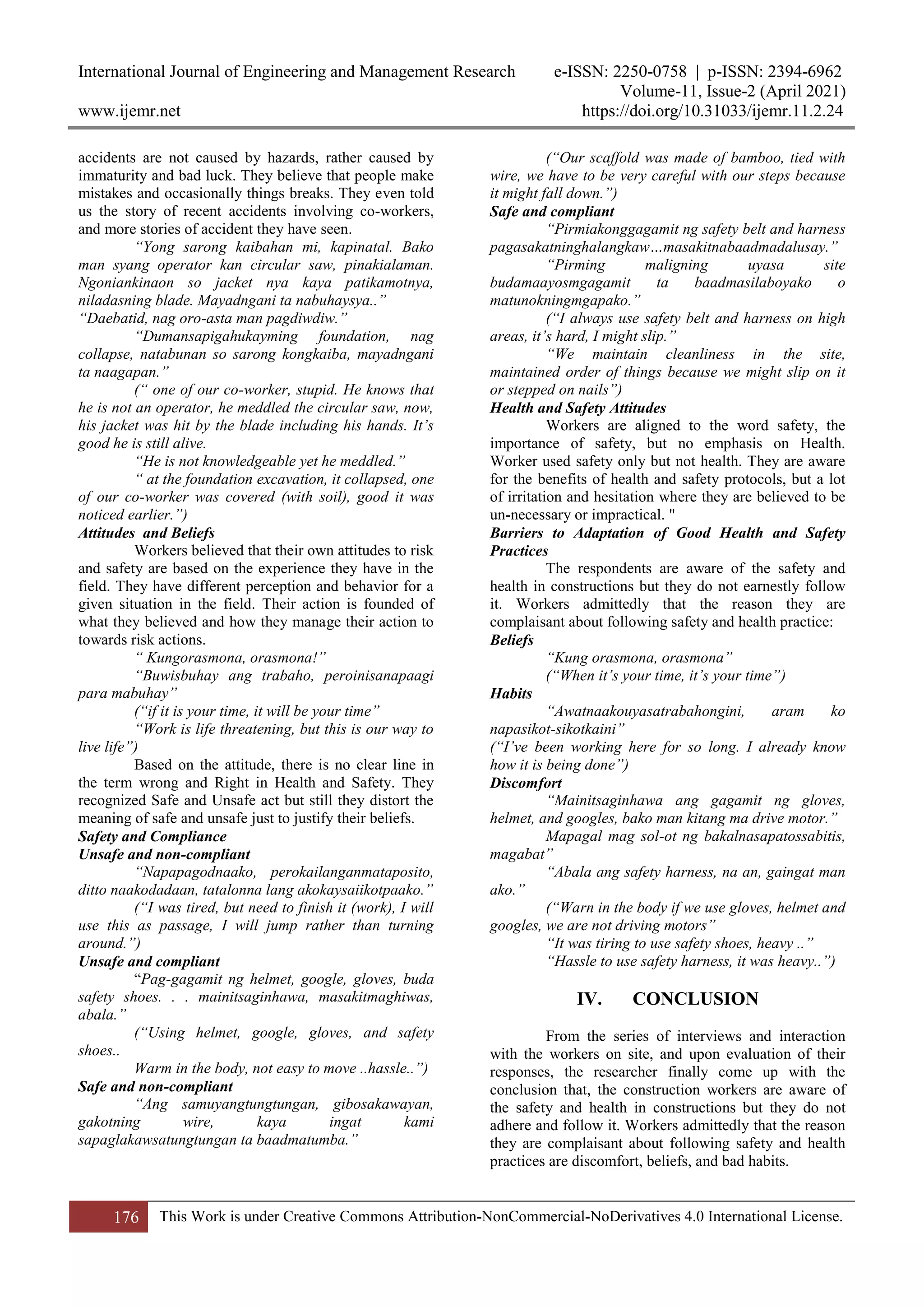 Health and Safety in the Construction Industry in Catanduanes