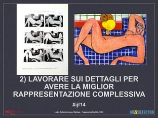 Lydia Delectorskaya, Matisse - l’apparente facilité, 1993
2) LAVORARE SUI DETTAGLI PER
AVERE LA MIGLIOR
RAPPRESENTAZIONE C...
