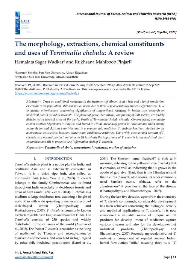 The morphology, extractions, chemical constituents and uses of ...