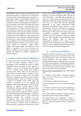 A review: Application of probiotics in aquaculture | PDF
