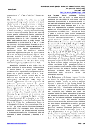 A review: Application of probiotics in aquaculture | PDF
