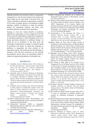 A review: Application of probiotics in aquaculture | PDF