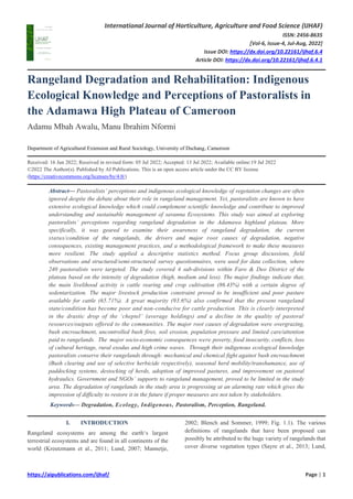 Rangeland Degradation and Rehabilitation: Indigenous Ecological ...