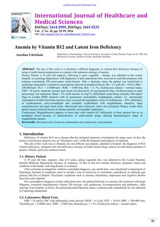 Anemia by Vitamin B12 and Latent Iron Deficiency | PDF