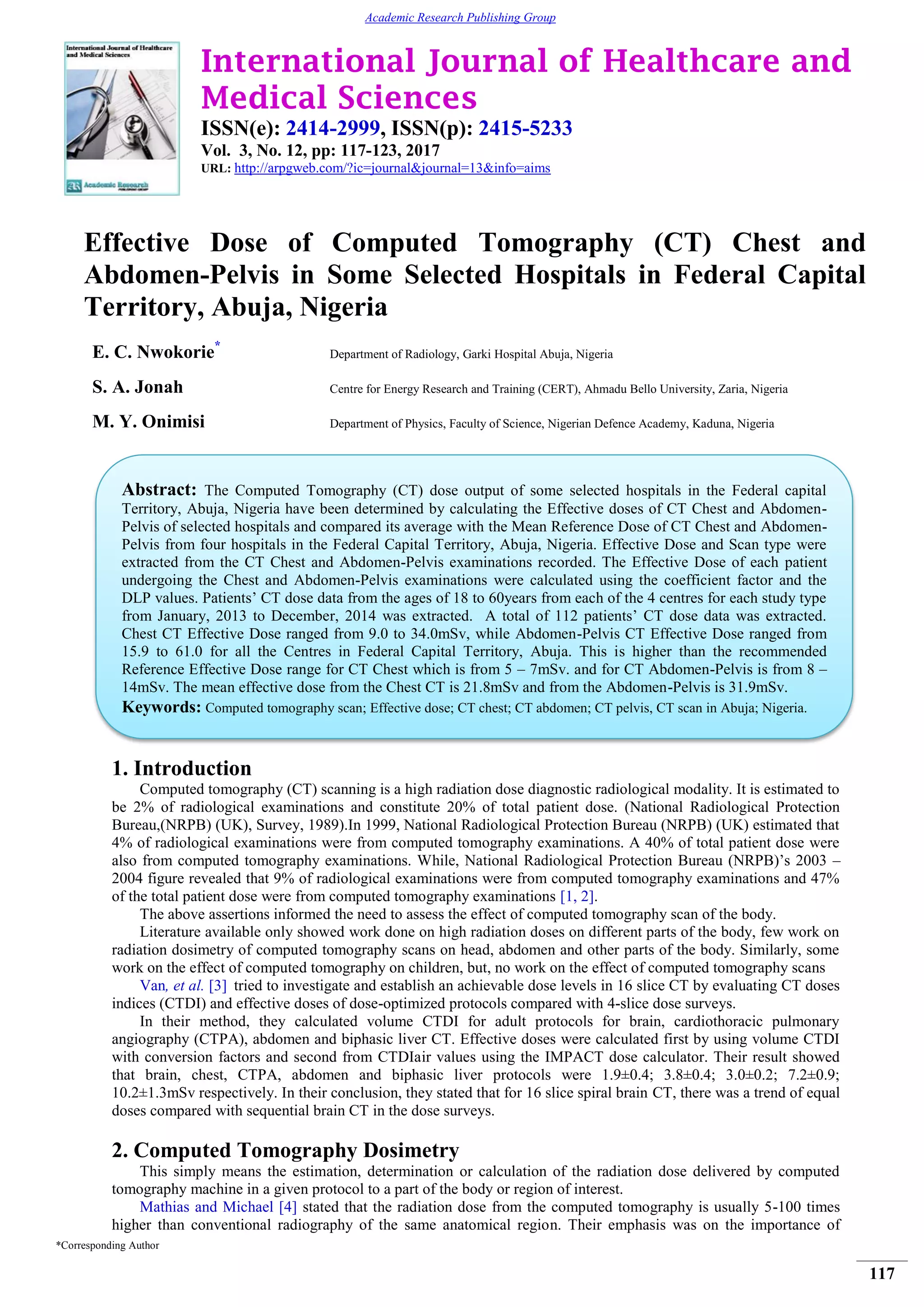 Effective Dose of Computed Tomography (CT) Chest and Abdomen-Pelvis in ...