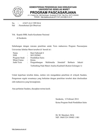 Contoh Ijin Observasi Penelitian