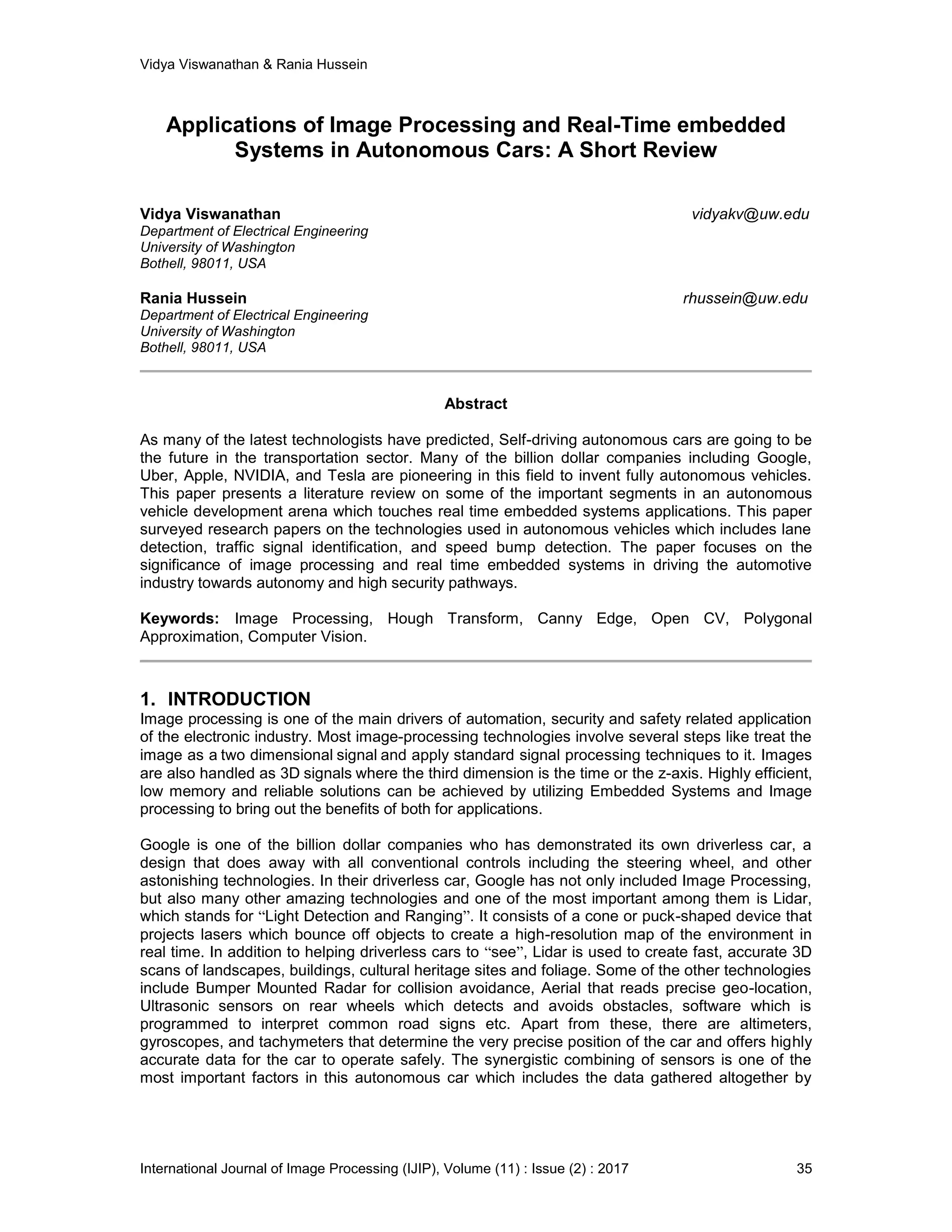 Applications of Image Processing and Real-Time embedded Systems in ...