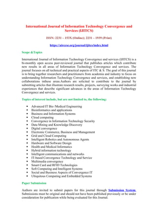 International Journal of Information Technology Convergence and 