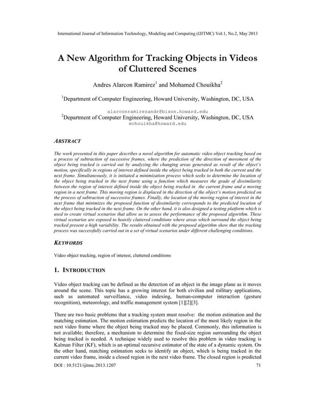 A New Algorithm for Tracking Objects in Videos of Cluttered Scenes | PDF