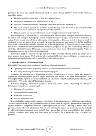 USER STUDY FOR EXPLORATION OF USERS NEEDS | PDF