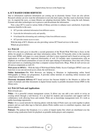 DIGITAL LIBRARY SERVICES IN THE DIGITAL AGE | PDF