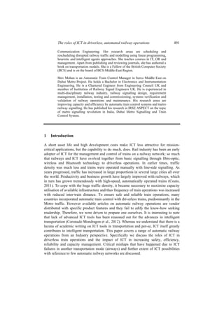The roles of ICT in driverless, automated railway operations | PDF