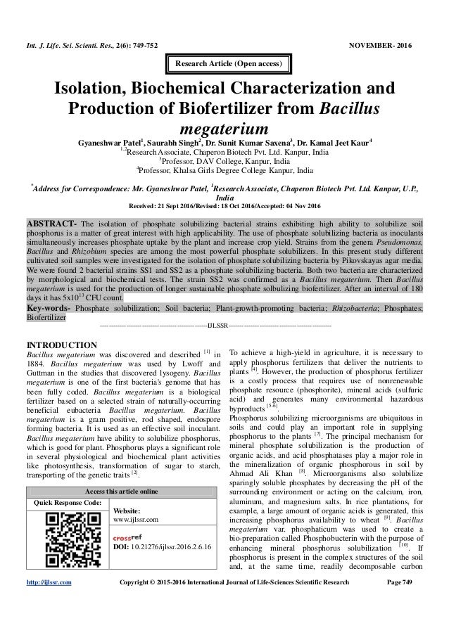 Research paper on biochemical production
