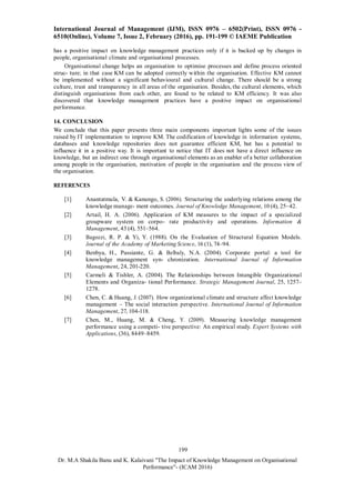 THE IMPACT OF KNOWLEDGE MANAGEMENT ON ORGANISATIONAL PERFORMANCE | PDF