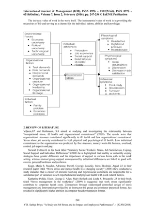 A STUDY ON JOB STRESS AND ITS IMPACT ON EMPLOYEES PERFORMANCE | PDF