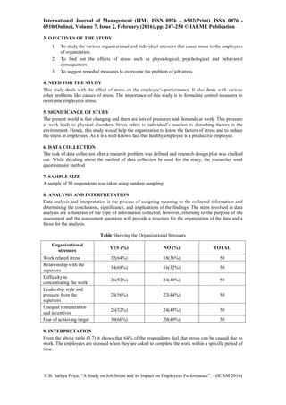 A STUDY ON JOB STRESS AND ITS IMPACT ON EMPLOYEES PERFORMANCE | PDF