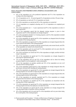 A STUDY ON EFFECTIVENESS OF EMPLOYEE’S TRAINING AND DEVELOPMENT IN RANE ...