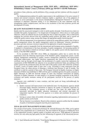 TOTAL QUALITY MANAGEMENT IN EDUCATION SECTOR | PDF