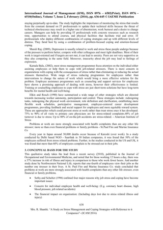 A STUDY ON STRESS MANAGEMENT AND COPING STRATEGIES WITH REFERENCE TO IT ...