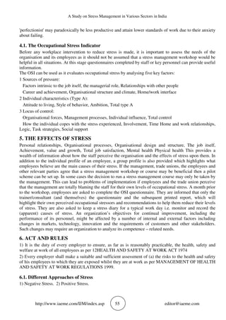 A STUDY ON STRESS MANAGEMENT IN VARIOUS SECTORS IN INDIA | PDF
