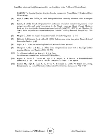 SOCIAL INNOVATION AND SOCIAL ENTREPRENEURSHIP - AN ELUCIDATION FOR THE ...