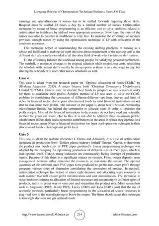 LITERATURE REVIEW OF OPTIMIZATION TECHNIQUE BUSINESS: BASED ON CASE | PDF