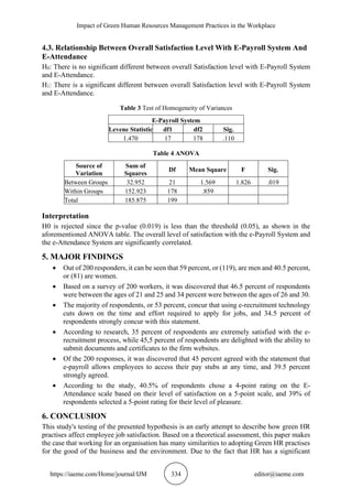 IMPACT OF GREEN HUMAN RESOURCES MANAGEMENT PRACTICES IN THE WORKPLACE | PDF