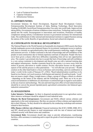 ROLE OF SOCIAL ENTREPRENEURSHIP IN RURAL DEVELOPMENT OF INDIA ...