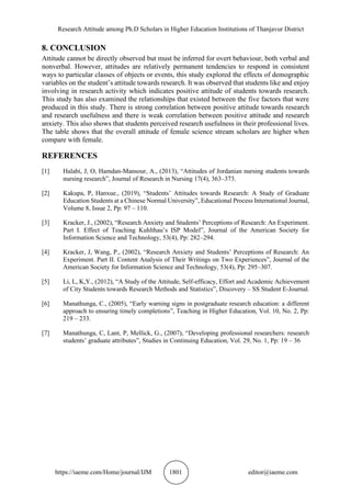RESEARCH ATTITUDE AMONG PH.D SCHOLARS IN HIGHER EDUCATION INSTITUTIONS ...