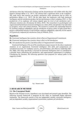 IMPACT OF EMOTIONAL INTELLIGENCE AND ORGANIZATIONAL COMMITMENT: TESTING ...