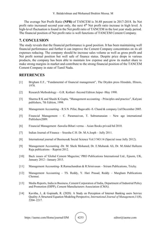 FINANCIAL PERFORMANCE OF TANCEM CEMENT COMPANY IN TAMIL NADU - A STUDY ...