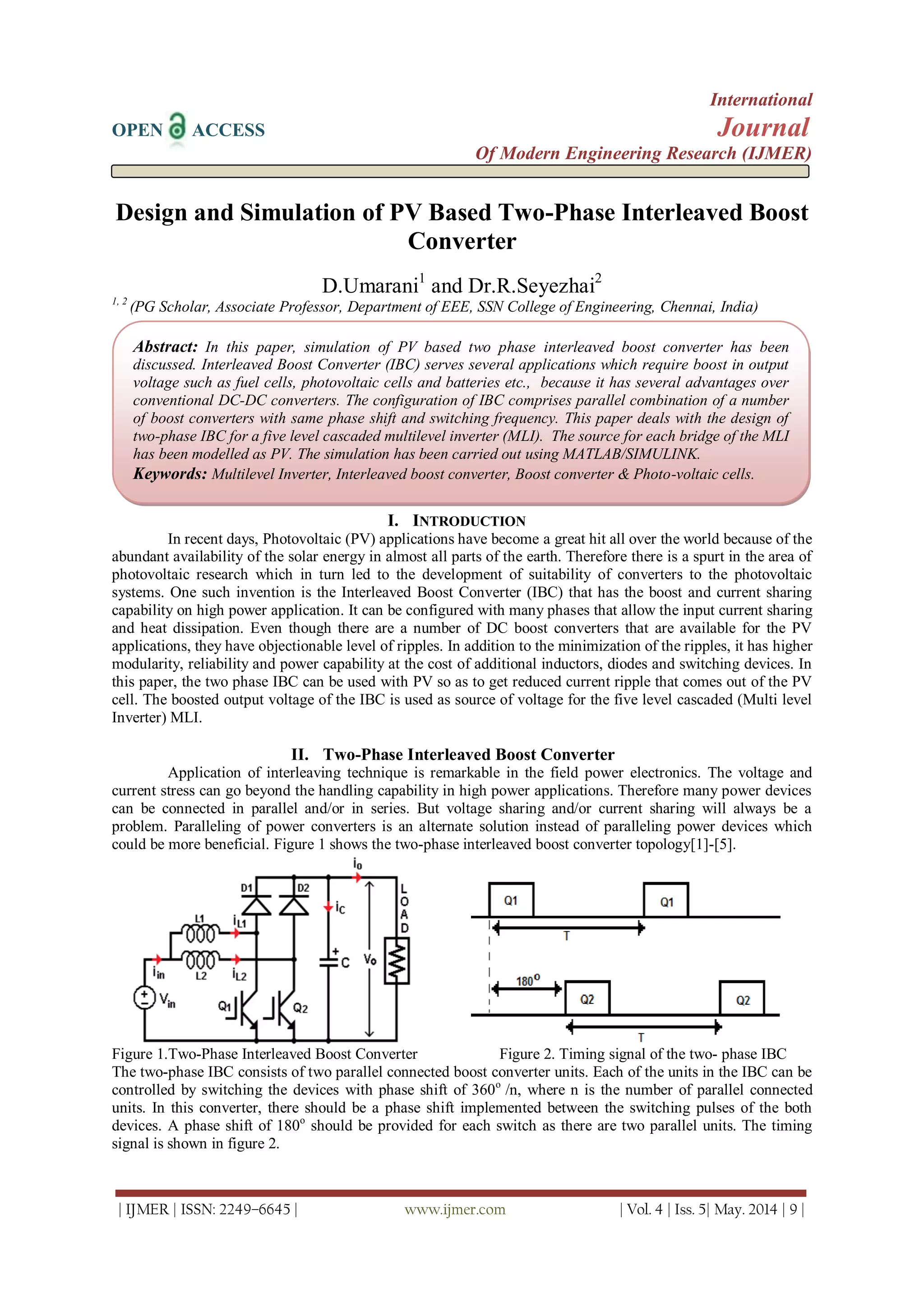 Design and Simulation of PV Based Two-Phase Interleaved Boost Converter ...
