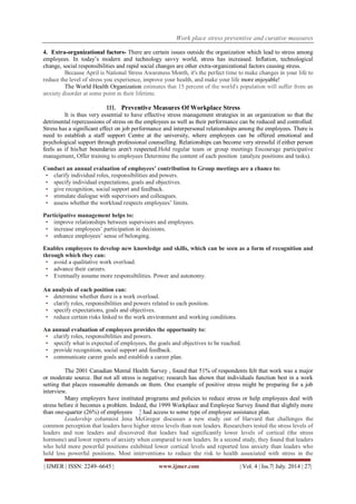 Work place stress preventive and curative measures | PDF