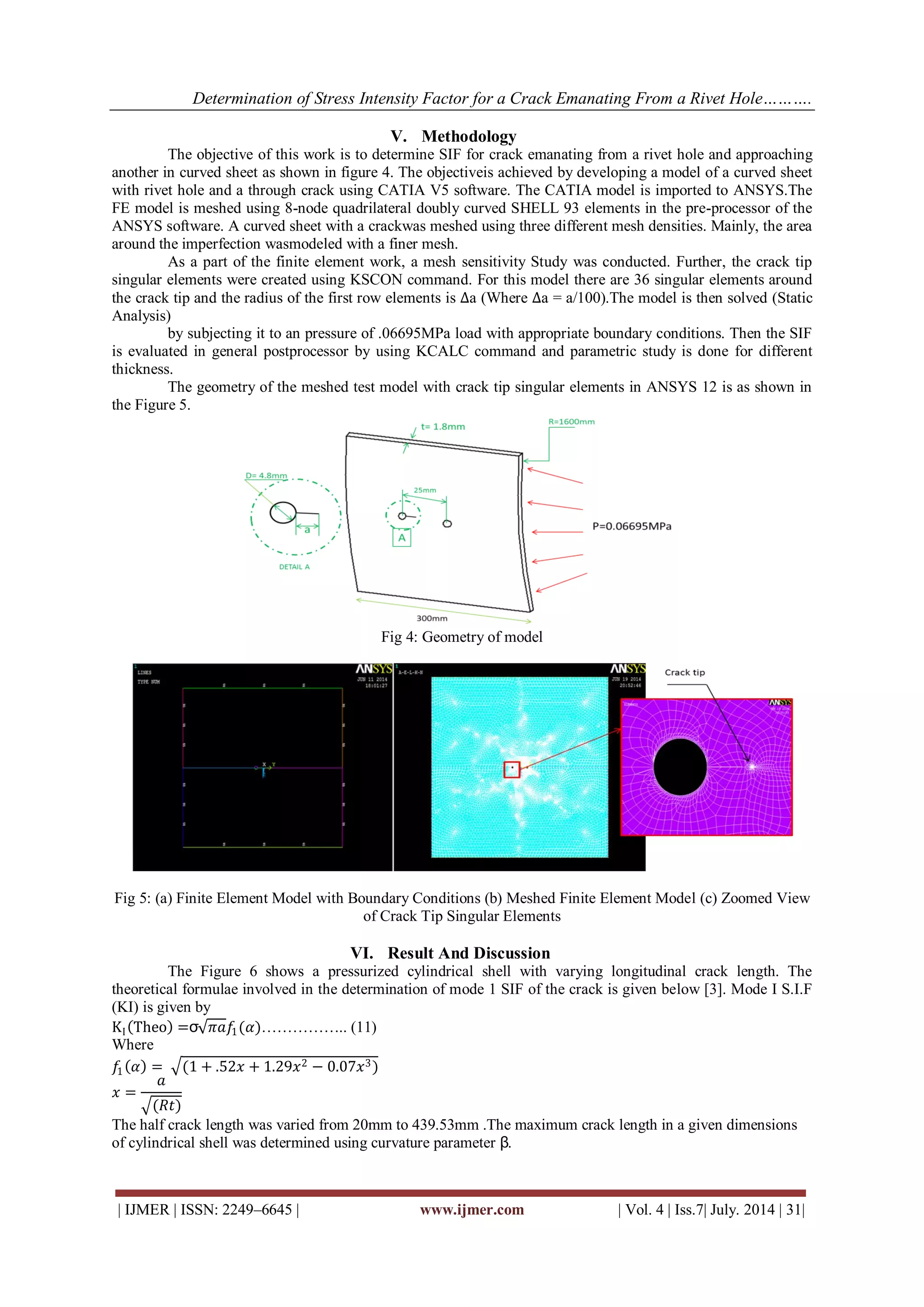 Determination of Stress Intensity Factor for a Crack Emanating From a ...