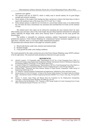 Determination of Stress Intensity Factor for a Crack Emanating From a ...