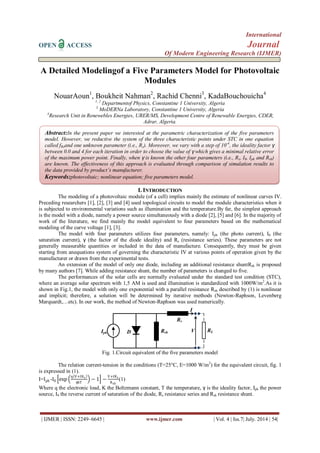 A Detailed Modelingof a Five Parameters Model for Photovoltaic Modules ...