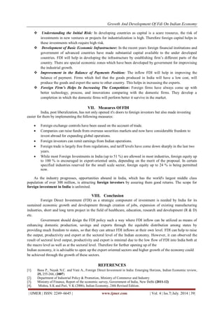 Growth and Development of FDI on Indian Economy | PDF