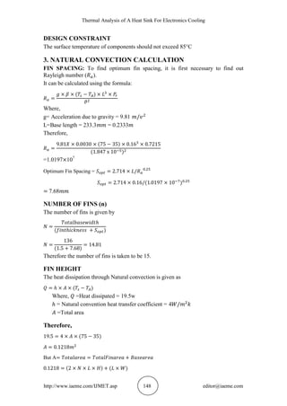 THERMAL ANALYSIS OF A HEAT SINK FOR ELECTRONICS COOLING | PDF