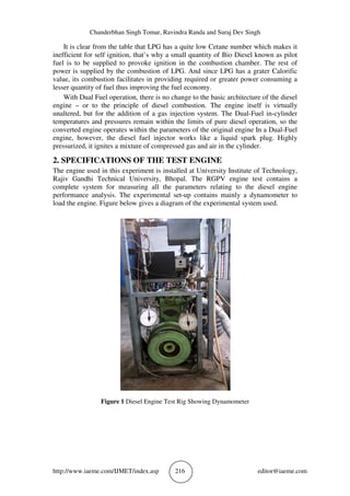 PERFORMANCE EVALUATION OF A DIESEL ENGINE RUNNING IN DUAL FUEL MODE ...