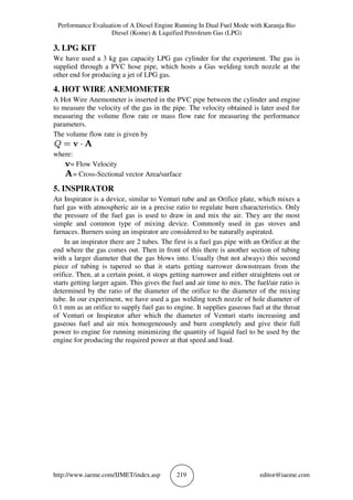 PERFORMANCE EVALUATION OF A DIESEL ENGINE RUNNING IN DUAL FUEL MODE ...