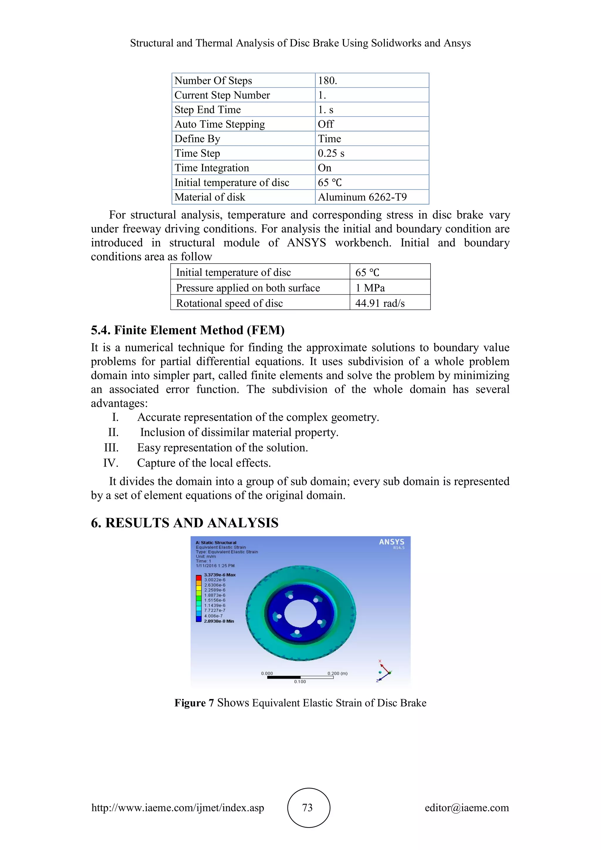 STRUCTURAL AND THERMAL ANALYSIS OF DISC BRAKE USING SOLIDWORKS AND ...