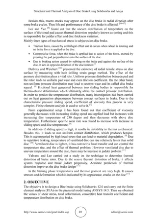 STRUCTURAL AND THERMAL ANALYSIS OF DISC BRAKE USING SOLIDWORKS AND ...