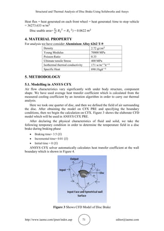STRUCTURAL AND THERMAL ANALYSIS OF DISC BRAKE USING SOLIDWORKS AND ...