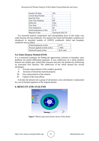 STRUCTURAL AND THERMAL ANALYSIS OF DISC BRAKE USING SOLIDWORKS AND ...