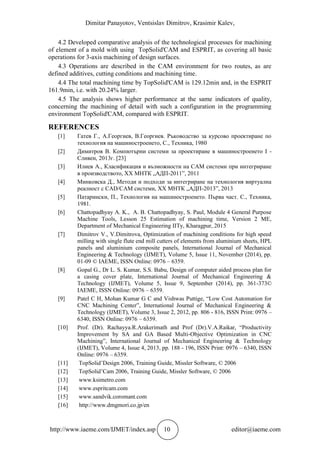 COMPARATIVE ANALYSIS OF THE PROCESSES FOR MACHINING OF MOLD ELEMENT ...