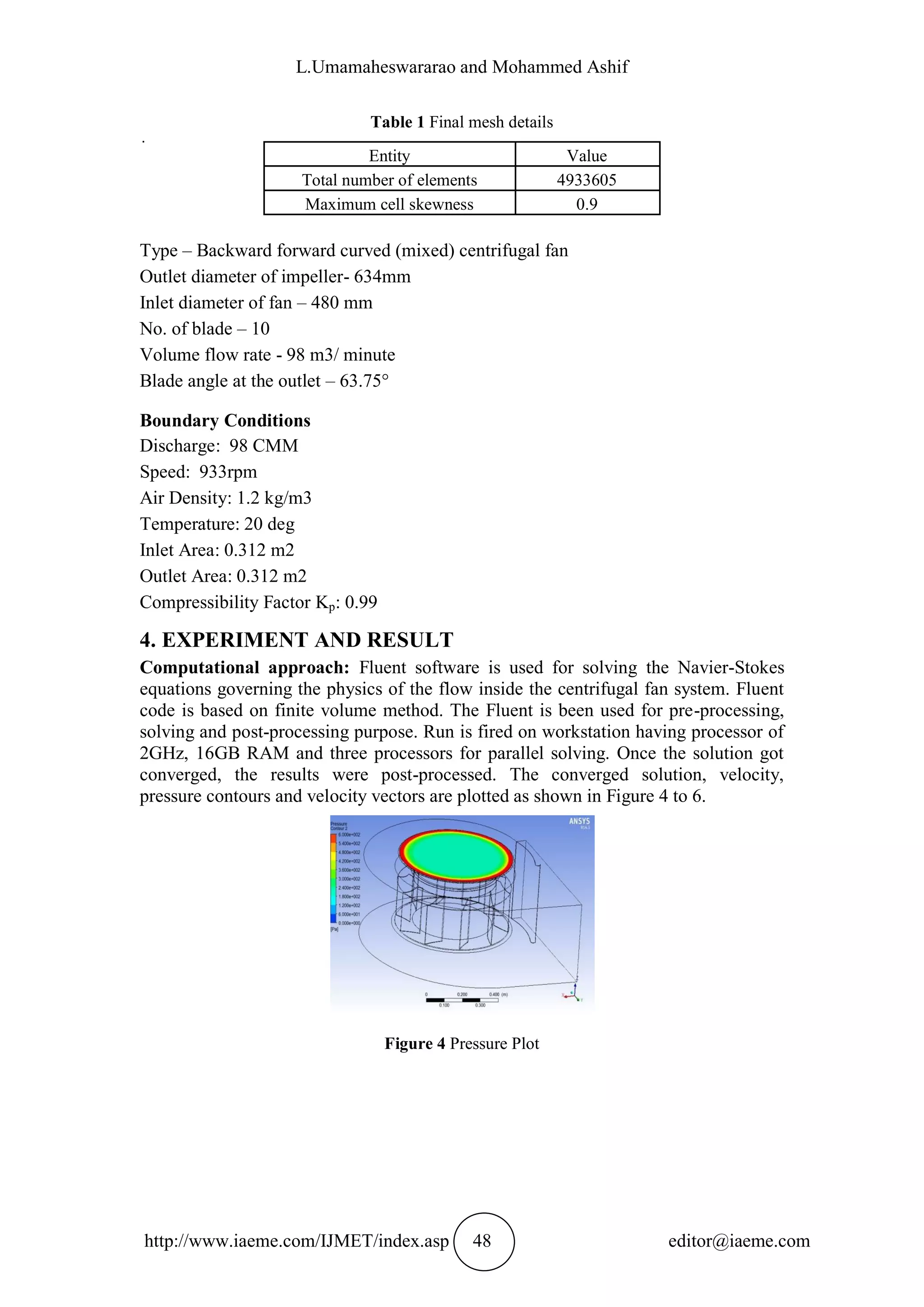 FLUID FLOW ANALYSIS OF CENTRIFUGAL FAN BY USING FEM | PDF