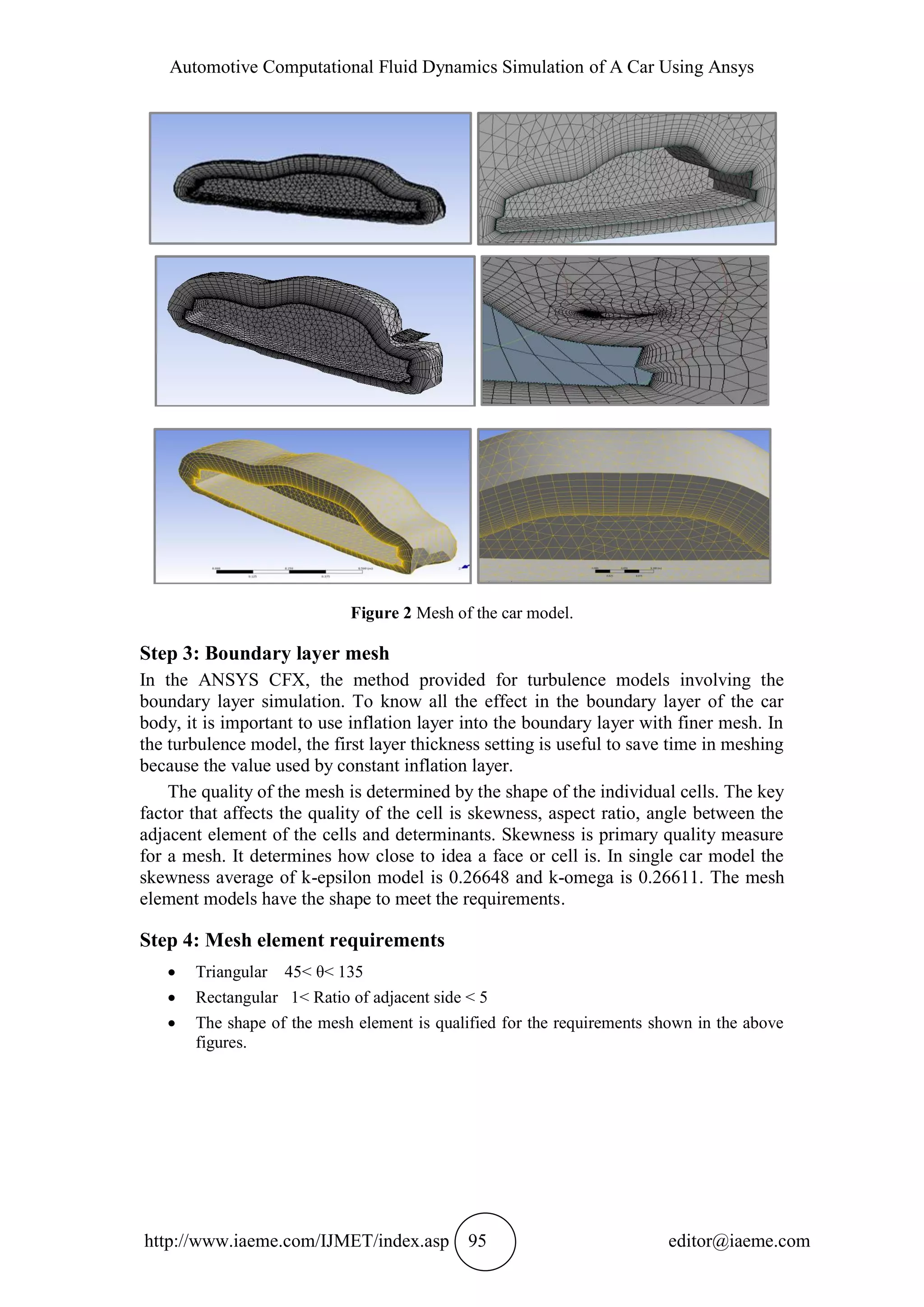 AUTOMOTIVE COMPUTATIONAL FLUID DYNAMICS SIMULATION OF A CAR USING ANSYS ...