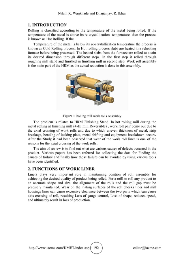 DESIGN AND ANALYSIS OF AXIAL CROSSING OF WORK ROLLS IN ROLLING MILL ...