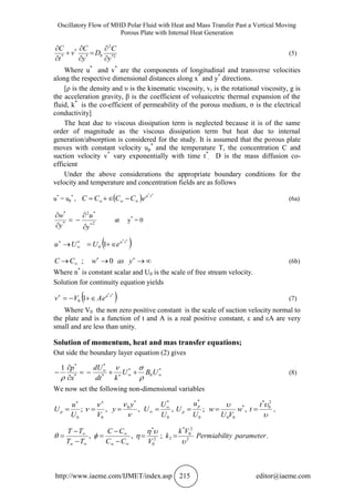 OSCILLATORY FLOW OF MHD POLAR FLUID WITH HEAT AND MASS TRANSFER PAST A ...